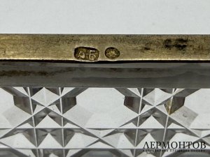 Большая шкатулка. Россия, мастер Брагин, 19 век. Серебро 84 пробы, хрусталь.