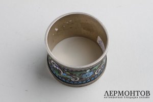 Салфетница с эмалью. Григорий Панкратьев. Серебро 88 пробы. Российская империя.