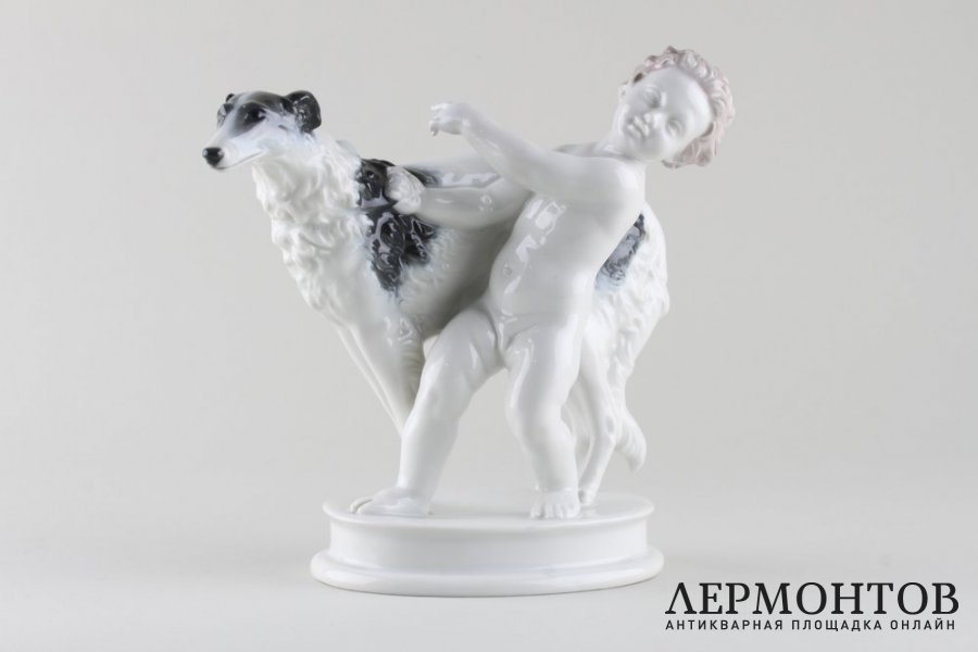 Статуэтка. Путти и русская борзая. Фарфор. Rosenthal. XX в.