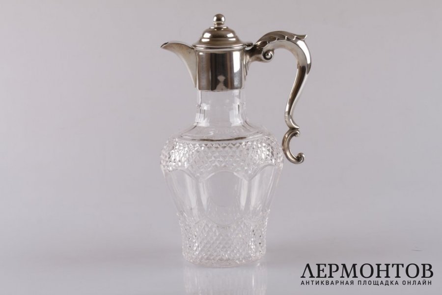 Графин. Серебро 925 пробы, хрусталь. 1901 год. Англия