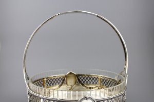 Ваза для фруктов. Серебро 800 пробы, стекло. Германия, 1900-е гг.