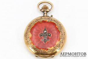 Часы карманные Vulcain. Золото, алмазы, эмаль. Швейцария, начало 20 века.