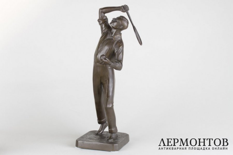 Парные скульптуры Теннисисты в стиле Ар Деко. Зап. Европа, 1930-е гг.  Шпиатр.