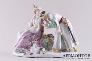 Статуэтка. Поляк целует руку даме. Фарфор, роспись. Мануфактура Мейсен, XX в.