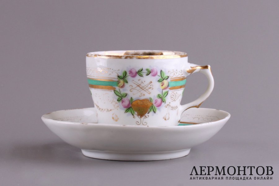 Чайная пара. Фарфор. Завод М. Куриного, до 1917 г.