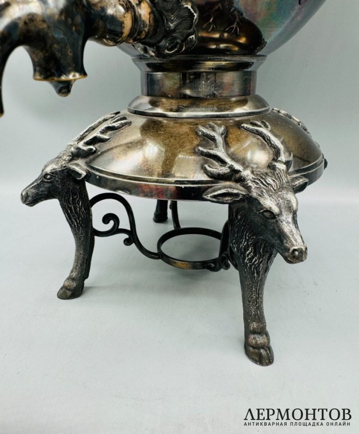Бульотка с оленями. Металл, серебрение, Meriden Silver Plate Co., США, конец 19 века