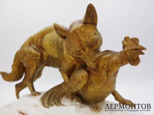 Статуэтка Лиса с добычей. Франция, Париж, Edme Samson and Cie, 19 в.