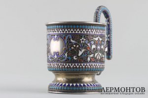 Подстаканник с эмалью. Павел Милюков. Серебро 84 пробы. Российская империя.