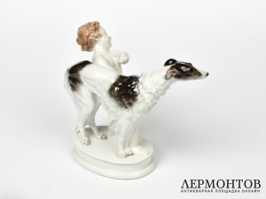 Статуэтка «Путти и борзая». Фарфор, Rosenthal, Германия, 1950 год