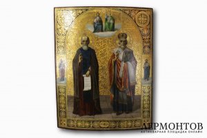 Икона. Сергий Радонежский и Николай Чудотворец. Конец XIX в, Россия.