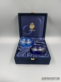 Парные подсвечники «Nadya», синие. Цветной хрусталь, Faberge