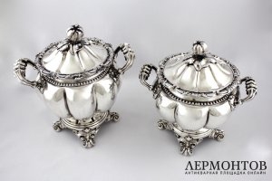 Парные сахарницы. Серебро 950 пробы. Франция, Debain, 1900-е гг.