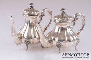 Чайный и кофейный сервиз. Серебро 800. Италия
