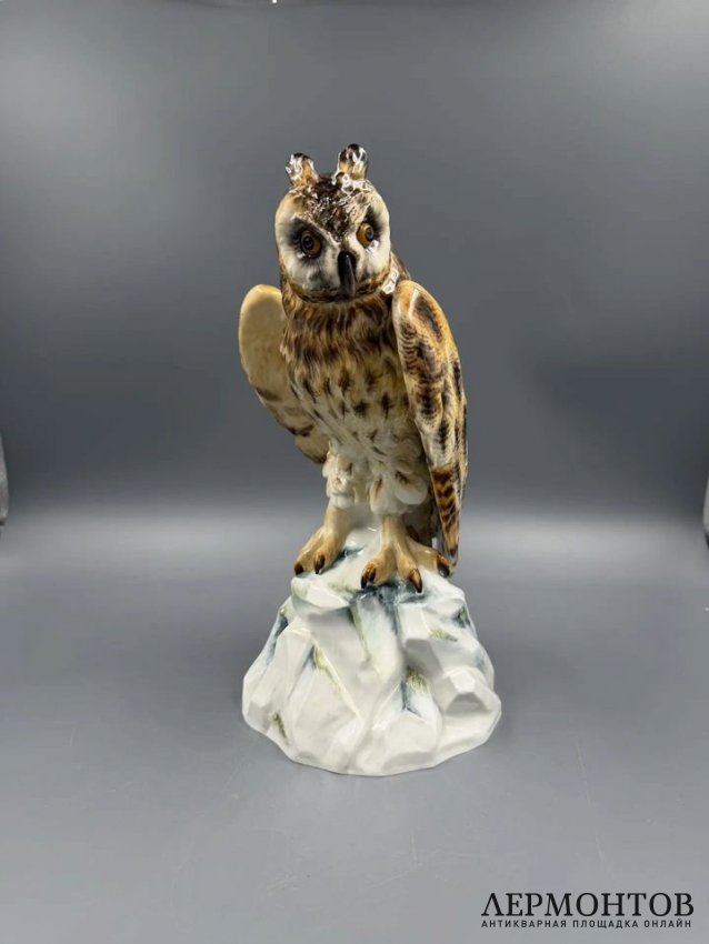 Статуэтка «Ушастая сова». Фарфор, роспись, Meissen, Э. А. Лойтериц, Германия