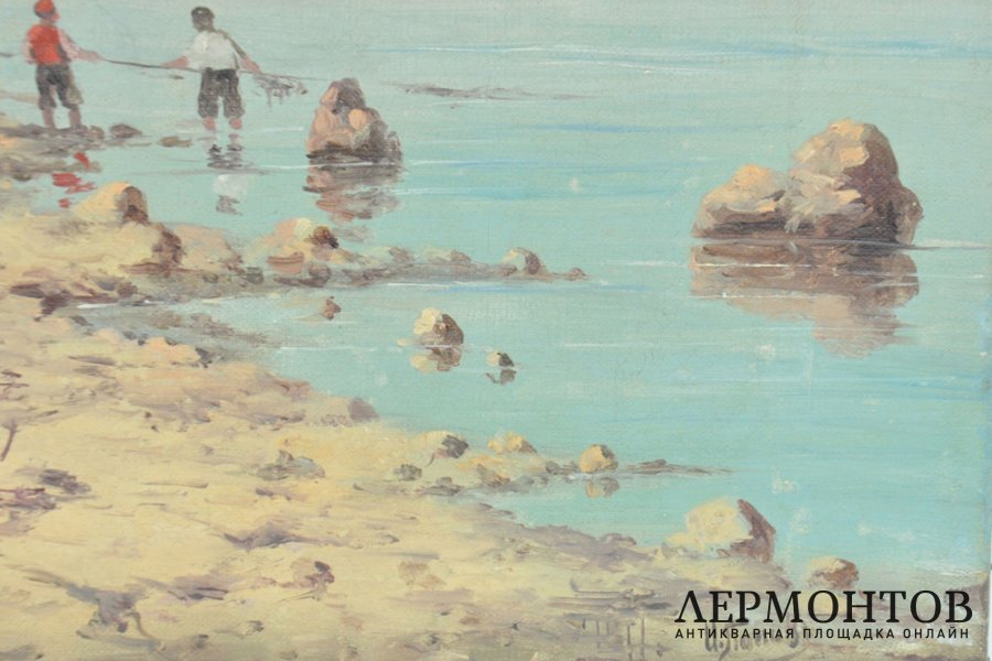 Картина Рыбаки на берегу моря. Попов, Иван Васильевич. 1890-е гг. Холст, масло.