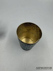 Стопка с перегородчатой эмалью. Серебро 875 пробы, скань, позолота, СССР, 1950-е годы