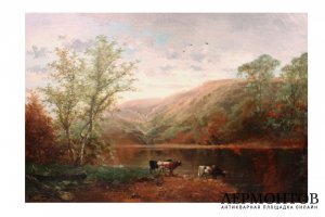 Картина. Пастух. Henri Joseph Pieron. Холст, масло.