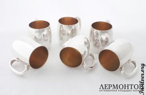 Набор чашек для кофе. Серебро 800. Германия