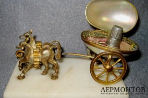 Наперсток. Серебро, бронза, перламутр, мрамор. Европа, XIX век.