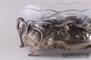 Ваза для фруктов в стиле модерн. Бронза, серебрение. Европа, начало 20 века.