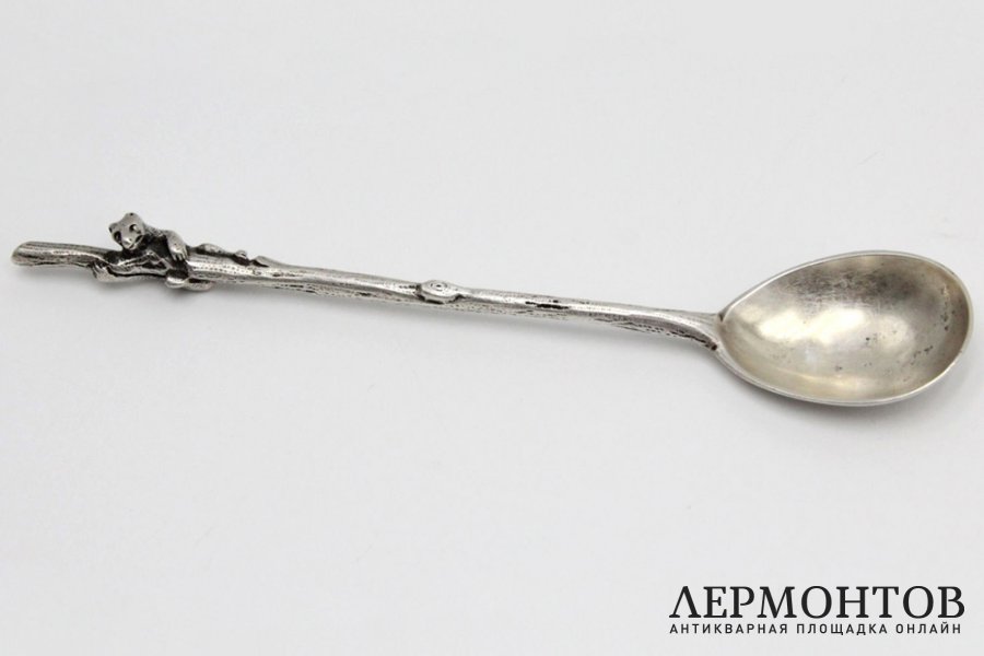 Чайная ложка медведь. Серебро 84 пробы. Россия, 1908 год.