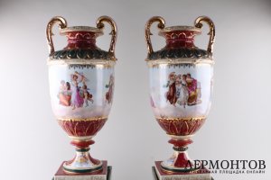 Вазы парные. Фарфор, предп. Royal Vienna, Австрия, рубеж XIX - XX вв.