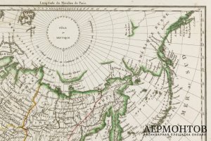 Карта. Российская империя. Сибирь и Русская Америка.  Мальт-Брюн. Франция, 1812 год.