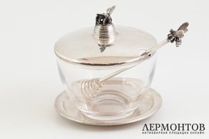 Медовница. Германия, фирма Gebruder Kuhn, 2 половина 20 в. Серебро 925 пробы, литье.