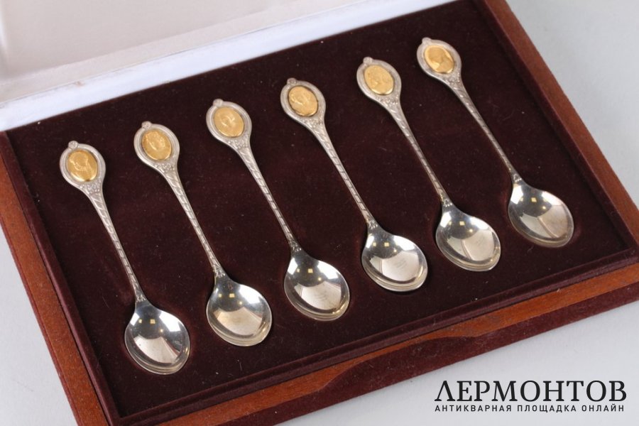 Ложки Английские королевы. Серебро 925 пробы, золото. Англия, XX в.