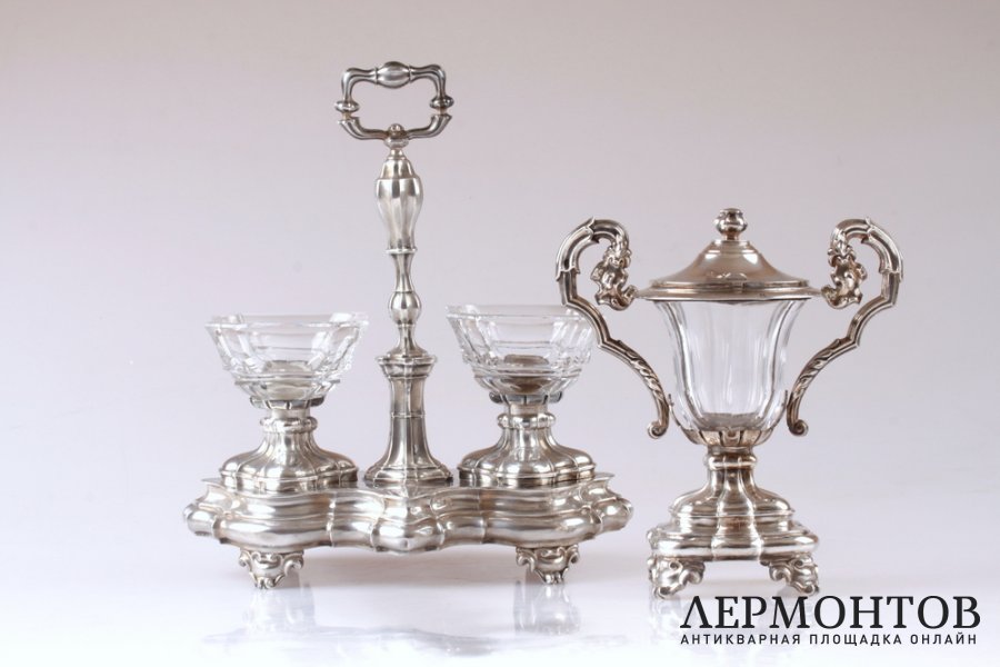 Сервировочный набор Courtois. Серебро 950, хрусталь. 1834-1837 годы. Франция