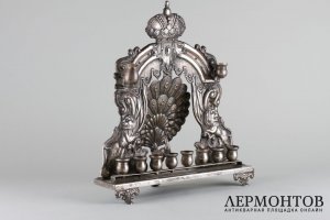 Ханукальный подсвечник. Серебро 84 пробы. Российская империя.