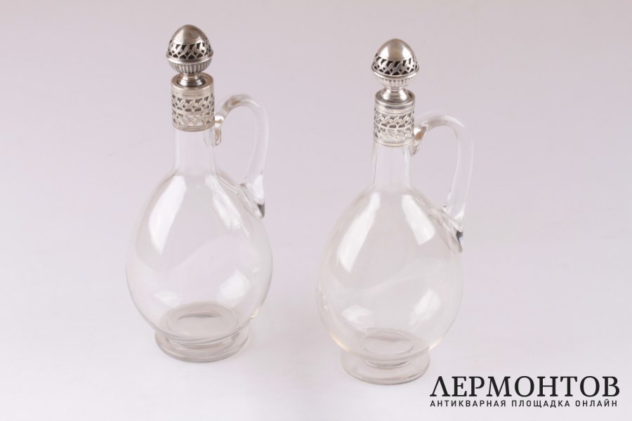 Пара графинов. Серебро 950, стекло. Франция