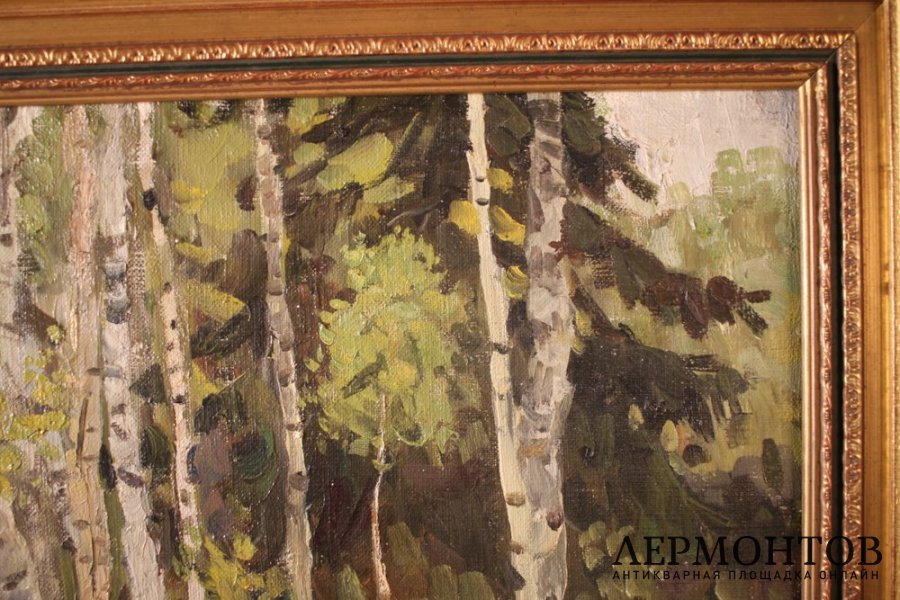 Картина. В березовом лесу. Художник Дмитриевский В.К.  Холст, масло.
