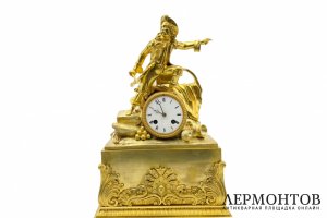 Каминные часы Моряк в стиле Ампир. Франция, 1830-е гг. Бронза, золочение.