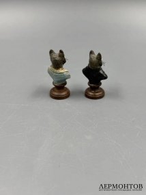 Бюсты «Кот и кошка». Бронза, холодная роспись, Австрия, конец 19 — начало 20 века