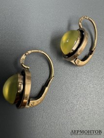 Серьги с кабошонами. Золото 56 пробы, Россия, 1908–1917 годы