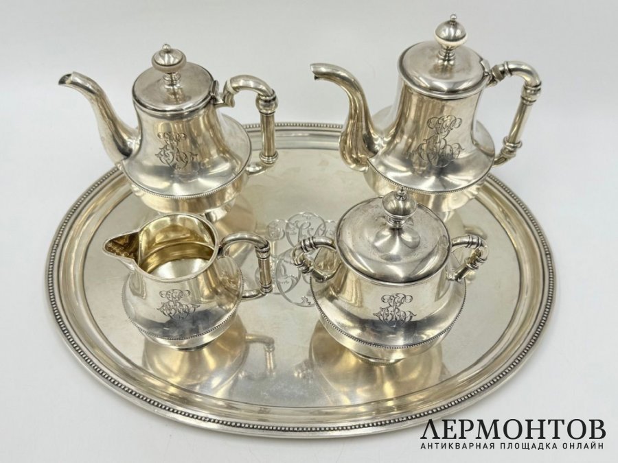 Сервиз в Неорусском стиль. Россия, 1882 год. Серебро 84 пробы, кость.