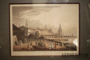 Гравюра Старая Москва. Россия, кон. 19 - нач. 20 в. Бумага, раскраска.