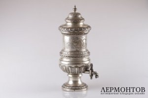 Сосуд для вина с краником. Серебро 800 пробы.  Италия