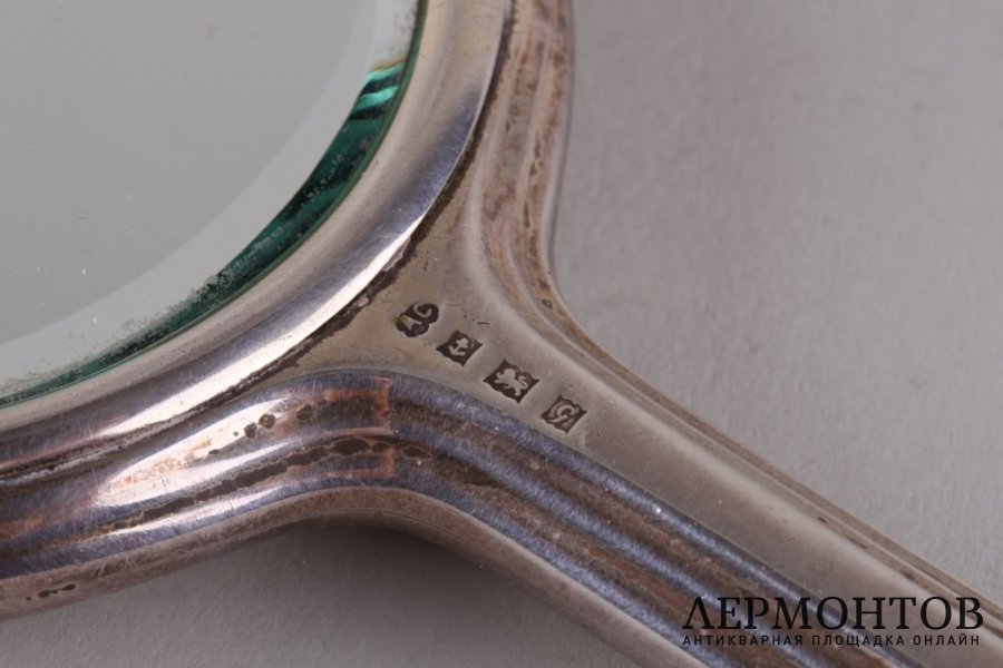 Дамское зеркальце. Серебро 925 пробы, эмаль. Англия, Бирмингем, 1956 г.