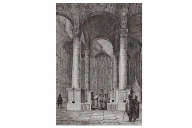 Гравюра. Успенский собор в Кремле. Москва. Леметр. 1838 год.