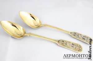 Две чайные ложки. 1856 год. Серебро 84. Россия