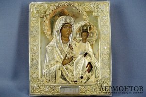 Образ Смоленский Пресвятой Богородицы. Дерево, темпера, серебро 84, Россия, 1873 год.
