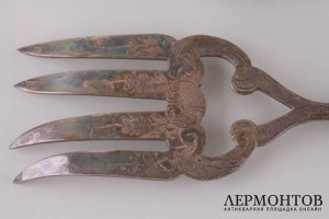 Сервировочный набор для мяса и рыбы. Серебро 950 пр. Франция, Париж, кон. 19 в.