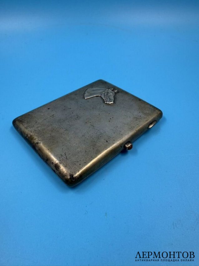 Портсигар с головой коня. Серебро 84 пробы, Россия, 1899–1908 годы