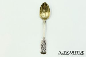 Ложка Медведь и собака. Россия, Великий Устюг, М. И. Кошков, 19 в. Серебро 84 пр.