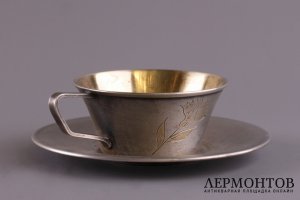 Кофейная пара. Серебро 875 пробы. СССР, завод Московский ювелир, 50-60-е гг. 20 в.