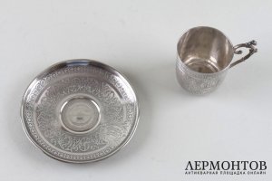 Кофейная пара в стиле ампир. Paillard Freres. Серебро 950 пробы. Франция