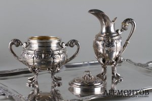 Сервиз чайно-кофейный. Серебро 900 пробы. Австрия, конец 19 века.