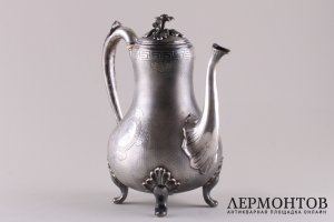 Чайный сервиз в технике гильоше. Серебро 950 пробы. Франция. XIX в.